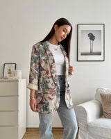 Blazer Basic mit Blumenmuster Beige