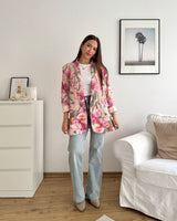 Blazer Basic mit Blumenmuster Rosa