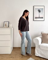 Dünner Strickpullover Dunkelbraun
