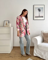 Blazer Basic mit Blumenmuster Rosa
