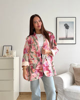 Blazer Basic mit Blumenmuster Rosa