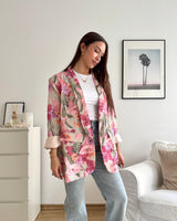 Blazer Basic mit Blumenmuster Rosa