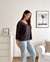 Dünner Strickpullover Dunkelbraun