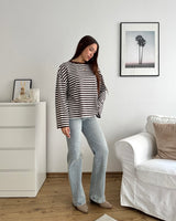 Longsleeve mit Streifen Braun