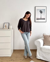 Dünner Strickpullover Dunkelbraun
