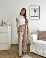 Lockere Stoffhose Taupe