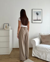 Lockere Stoffhose Taupe