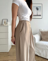 Lockere Stoffhose Taupe