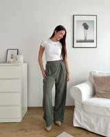 Lockere Stoffhose Olive