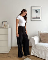 Lockere Stoffhose Schwarz