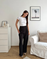 Lockere Stoffhose Schwarz