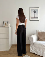 Lockere Stoffhose Schwarz