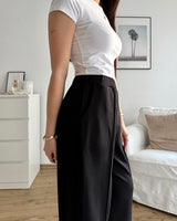 Lockere Stoffhose Schwarz
