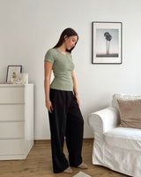 Ribbed Kurzarm Shirt Olive