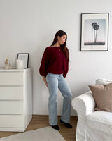 Ballon Strickpullover Rot