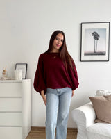 Ballon Strickpullover Rot