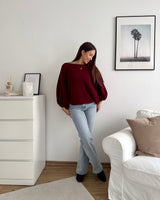 Ballon Strickpullover Rot
