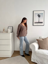 Feine Strickjacke Taupe