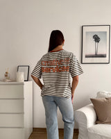 T-Shirt Creative my Services mit Streifen Olive/Rost