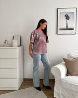 T-Shirt Creative my Services mit Streifen Pink/Weinrot