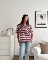 T-Shirt Creative my Services mit Streifen Pink/Weinrot