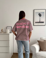 T-Shirt Creative my Services mit Streifen Pink/Weinrot
