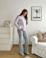 Strickjacke mit Zipper Flieder