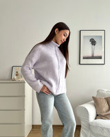 Strickjacke mit Zipper Flieder