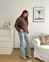 Strickjacke mit Zipper Braun