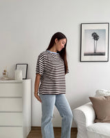 T-Shirt Creative my Services mit Streifen Hellblau/Braun