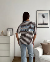 T-Shirt Creative my Services mit Streifen Hellblau/Braun