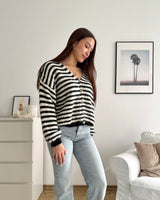 Strickjacke gestreift Schwarz