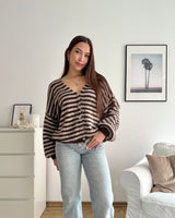 Strickjacke gestreift Braun