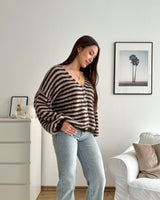 Strickjacke gestreift Braun
