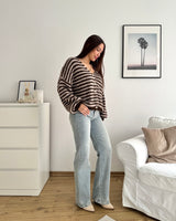 Strickjacke gestreift Braun