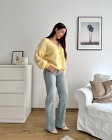 Strickjacke gestreift Gelb