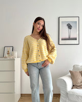 Strickjacke gestreift Gelb