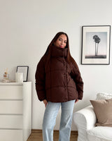 Puffer Jacke mit hohem Kragen Braun