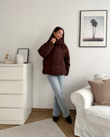 Puffer Jacke mit hohem Kragen Braun