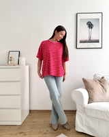 T-Shirt mit Streifen Pink/Rot