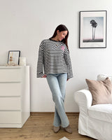 Longsleeve Moment mit Streifen Schwarz/Pink