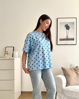 T-Shirt mit Dots Blau/Braun