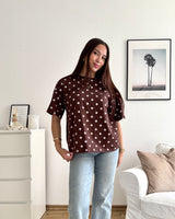 T-Shirt mit Dots Braun/Weiß
