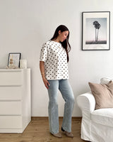 T-Shirt mit Dots Weiß/Braun