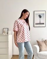 T-Shirt mit Dots Rosa/Braun