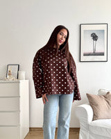 Longsleeve mit Dots Braun/Weiß