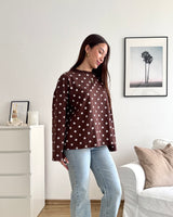 Longsleeve mit Dots Braun/Weiß