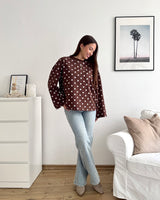 Longsleeve mit Dots Braun/Weiß