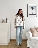 Longsleeve mit Dots Weiß/Braun