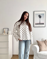 Longsleeve mit Dots Weiß/Braun